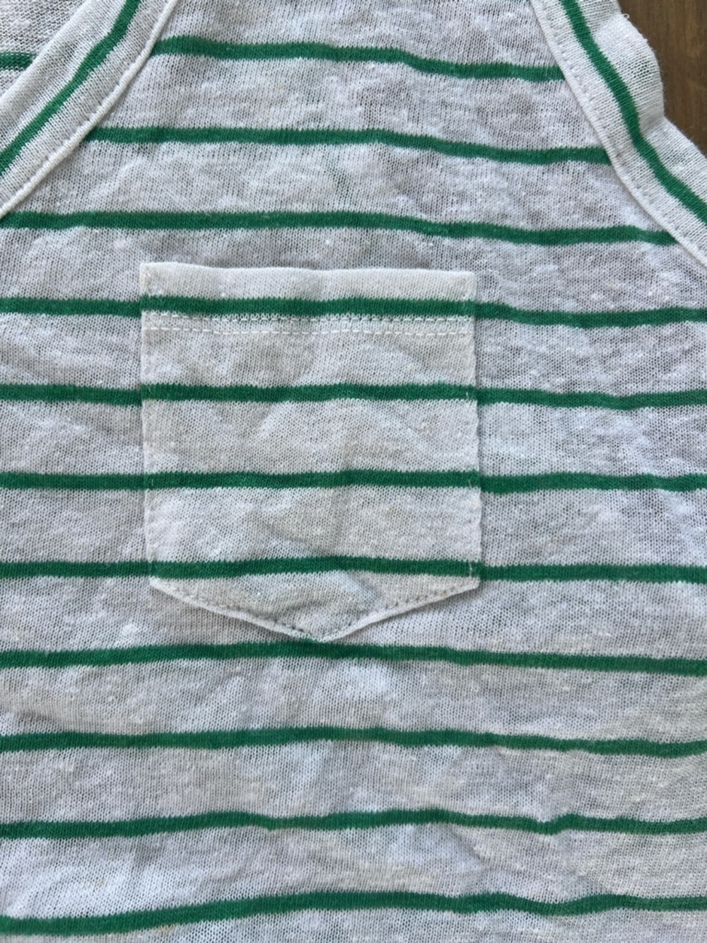 Striped V-Neck Tank Top - White & Green - Picture 3 of 7